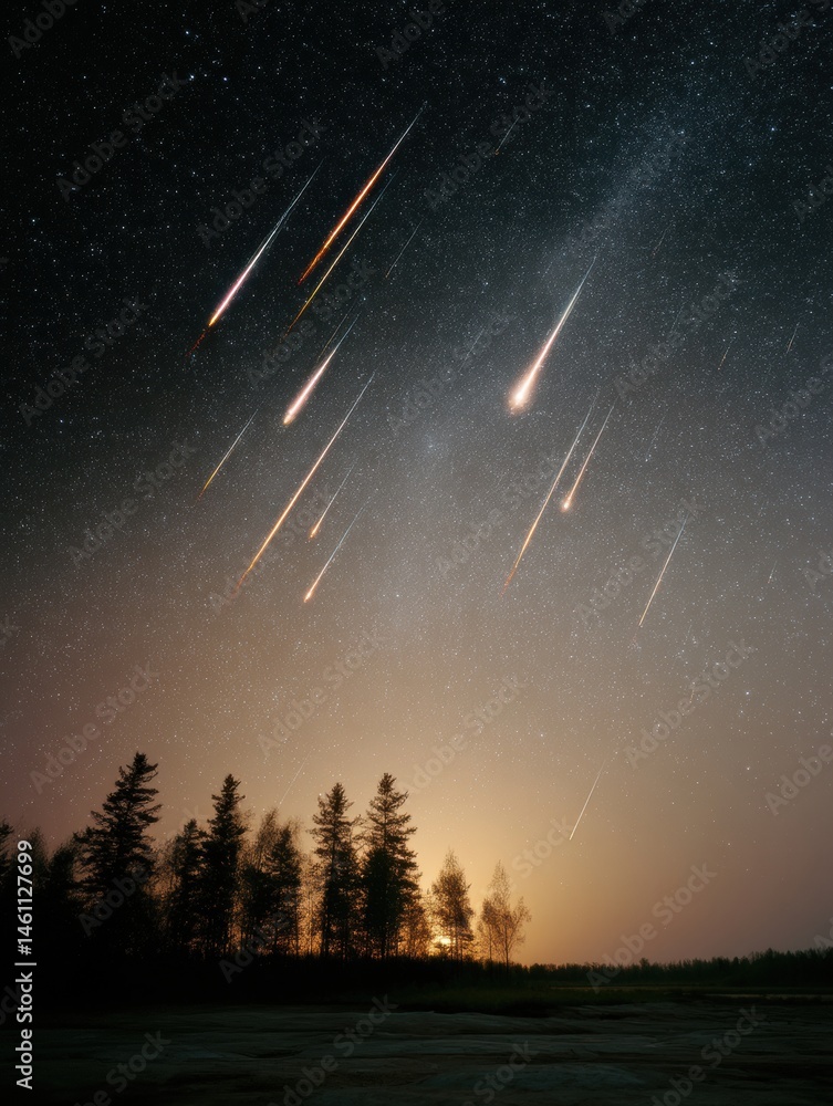 Leinwandbilder Cosmic Immersion Epic Meteor Shower Visualization in  Ultra-Resolution - Astronomical Data Storytelling for Next-Gen Science Communication and Environmental Exploration