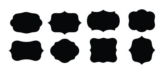 Set of Decorative Blank Label and Frame Silhouettes