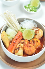 Chinese snack, sichuan malatang, hot spicy soup