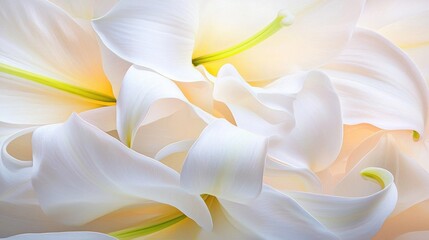 Obraz premium Close-up of a group of white lilies. the lilies are arranged in a way that they are overlapping each other, creating a sense of depth and dimension.