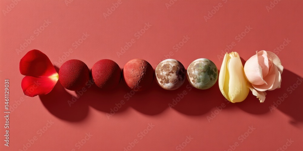 Poster minimalist lunar evolution hyper-realistic moon phase progression in organic color gradient - scient