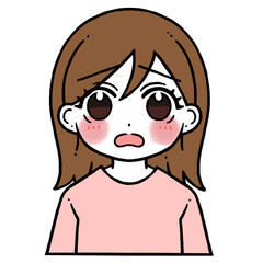 照れる困り顔の女性のイラスト