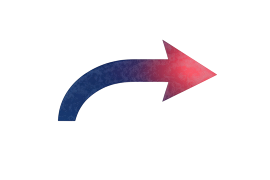 Curved arrow blue to red