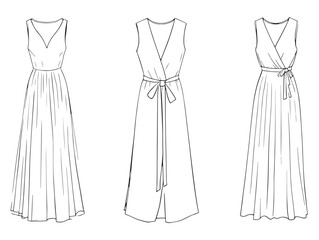 Minimalist Velvet Trace Dress Line Art for Modern Fashion Illustrations