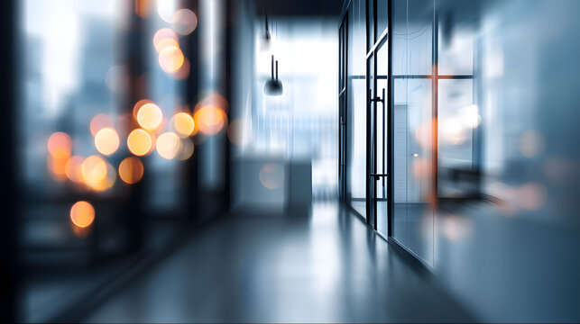 Dynamic office scene with blurred background modern workplace digital art professional environment