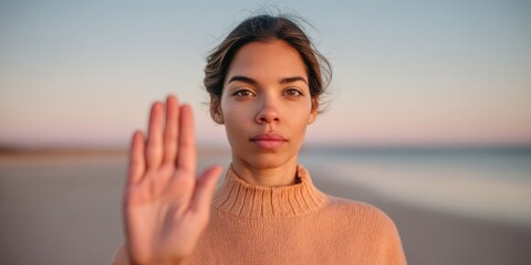 Empowered Youth Wellness Minimalist Boundary-Setting Campaign for Gen Z Social Advocacy - Coastal Sunset Awareness Visual