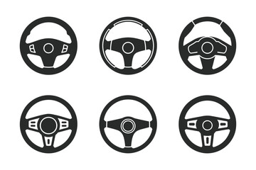 Collection of various car steering wheel designs