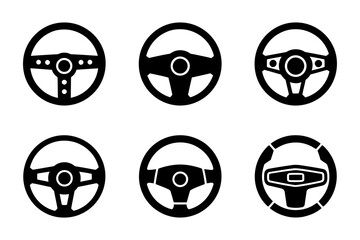 Steering wheel vector icons auto part collection