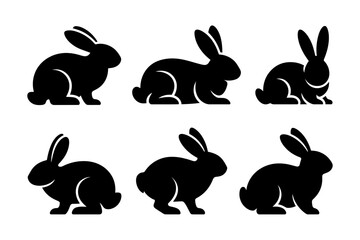 Rabbit silhouette vector set easter bunny graphics