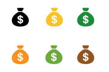 Money bag dollar sign wealth finance investment icon