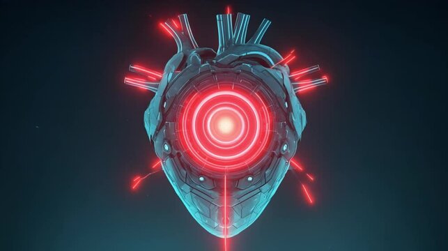 Futuristic heart engine core design digital art sci-fi cyberpunk environment close-up neon
