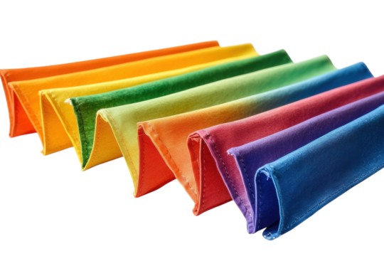 Rainbow colored fabric folds