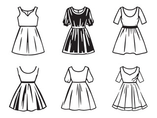Minimalist Svelte Sketch of a Dress in Line Art Style for Stock Design Use