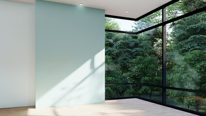 empty interior room shadow wall space background mock up architecture sunlight. © bao.creative