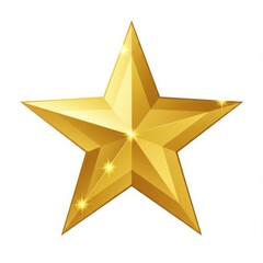 Golden star with light effect isolated on white background