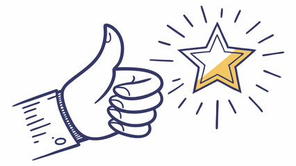 Thumbs up gesture with a star icon representing success  