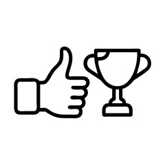 Obraz premium Thumbs Up Gesture with Trophy Icon 