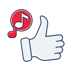 Obraz premium Musical Note with Thumbs-Up Gesture Icon 