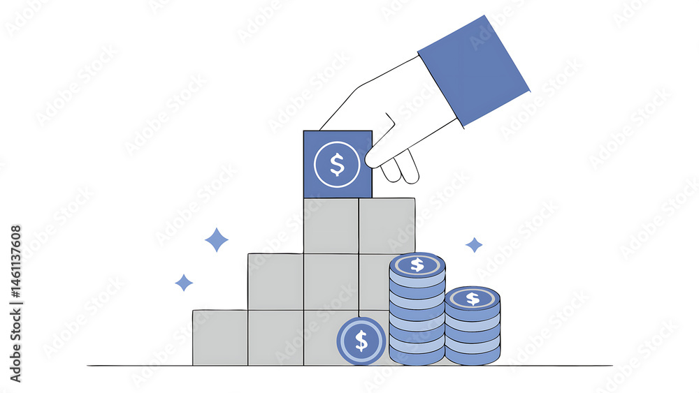 Poster businessman hand flipping wooden block cube from 2024 to 2025 on coins stacking for setup objective 