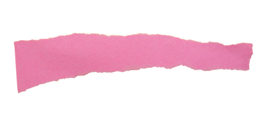 Ripped torn pink paper piece on transparent background, paper tear cut out design element