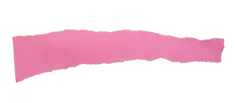 Ripped torn pink paper piece on transparent background, paper tear cut out design element