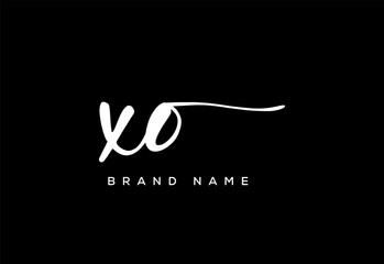 XO letter beauty handwriting vector logo.
