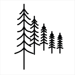 forest icon. pine tree thin line illustration, linear isolated on white isolated background for web