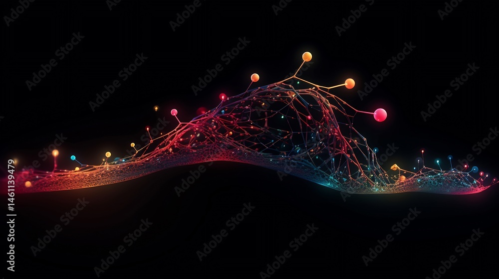 Poster abstract neural network visualization showcasing vibrant interconnectedness