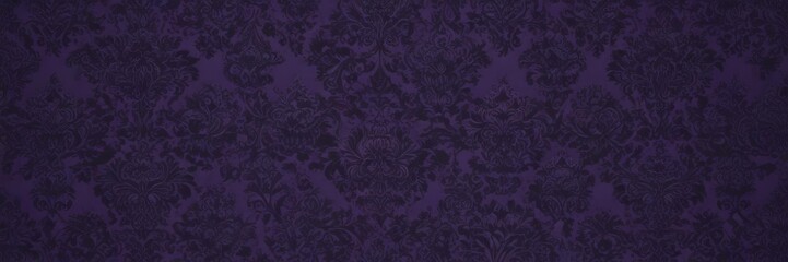 Intricate black damask on deep purple, seamless pattern , wall covering, wallpaper