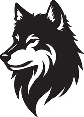 Fototapeta premium A wild canine head vector illustration depicts a black wolf mascot, suitable for a tribal tattoo symbol