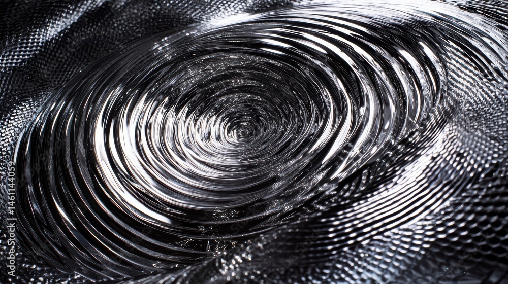 Poster abstract metallic spiral pattern reflecting light in rippling waves