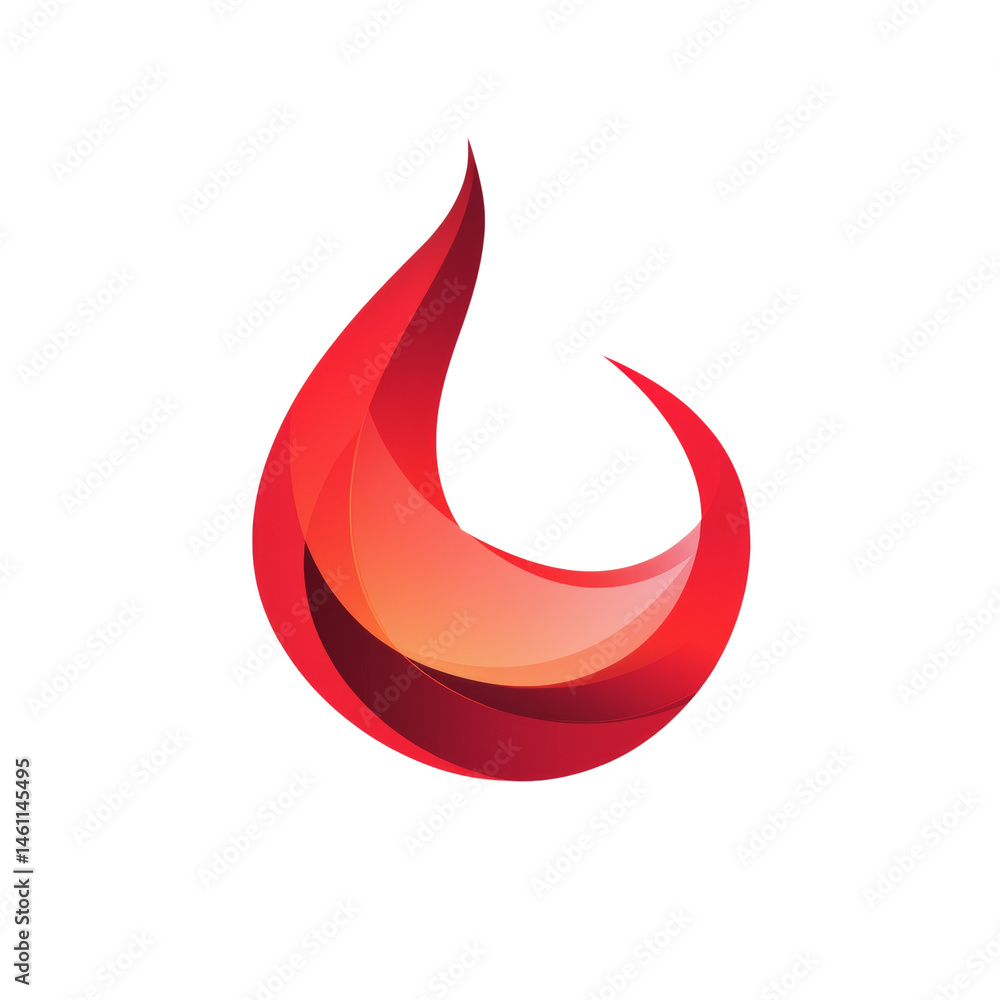 Poster Stylized flame emblem with layered effect on a cleanly isolated backdrop