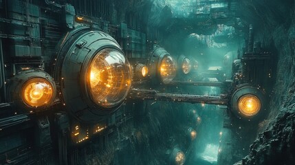 A deep space station powered by enormous energy-generating lightbulbs 