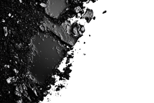 Dark mineral fragments close-up