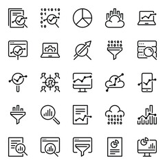 Outline icons set for Data analysis
