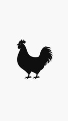 Fototapeta premium Black Chicken Silhouette Vector Illustration on White Background for Farm and Graphic Design