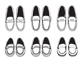 Minimalist men loafers line drawing perfect for design and branding