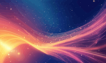 Obraz premium Glowing Energy Lines and Starry Sky in Futuristic Minimalist Tech Concept Background