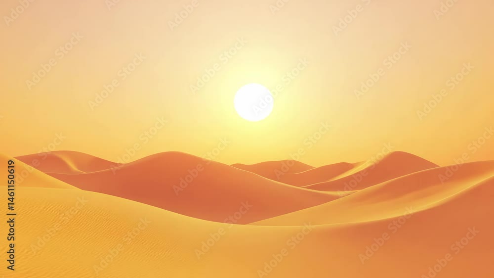 Poster rolling sand dunes create mesmerizing patterns under the warm glow of a sunset, painting the desert 