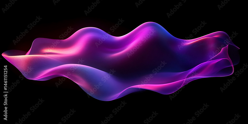 Poster abstract fluid gradient wave digital background with pink and purple light flow on dark backdrop des