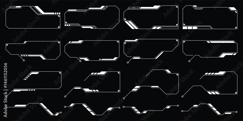 Poster sci-fi futuristic hud dashboard display virtual reality technology screen. user interface set. stati