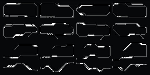 Sci-fi futuristic hud dashboard display virtual reality technology screen. User Interface set. Statistics, Data information infographic. Vector graphic. Editable stroke