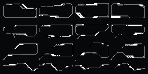 Sci-fi futuristic hud dashboard display virtual reality technology screen. User Interface set. Statistics, Data information infographic. Vector graphic. Editable stroke