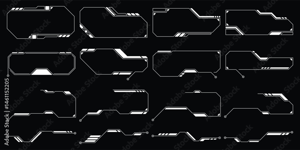 Poster sci-fi futuristic hud dashboard display virtual reality technology screen. user interface set. stati