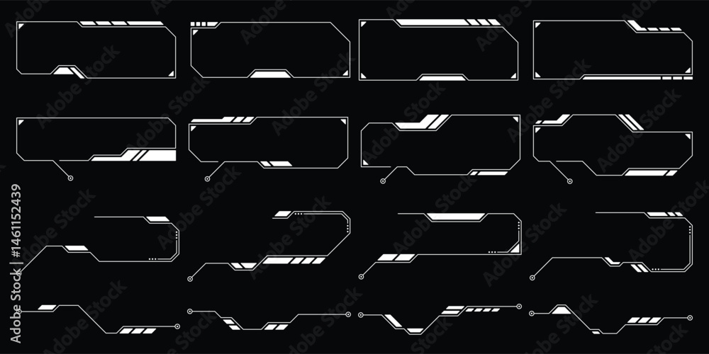 Poster sci-fi futuristic hud dashboard display virtual reality technology screen. user interface set. stati