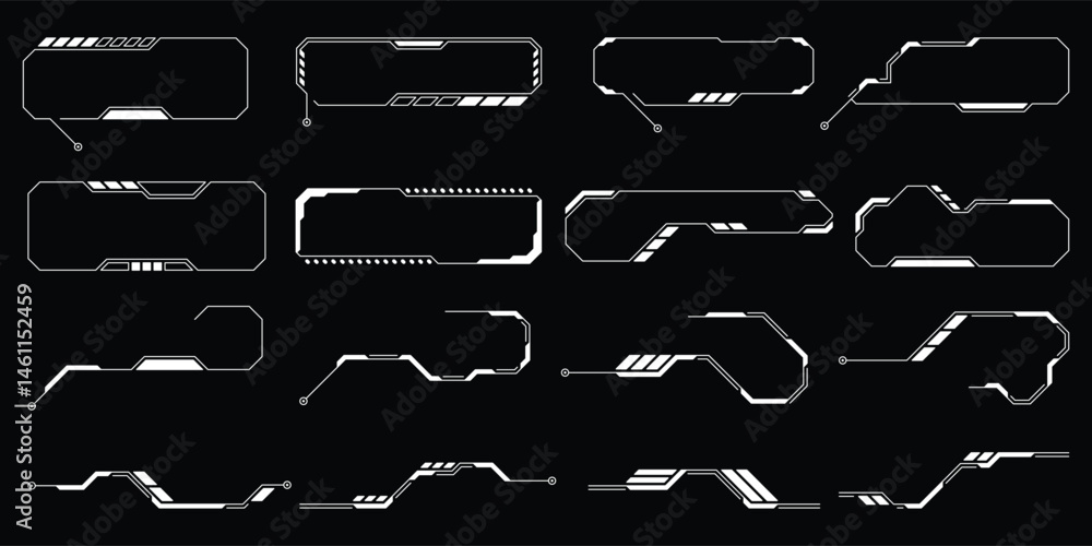 Poster sci-fi futuristic hud dashboard display virtual reality technology screen. user interface set. stati