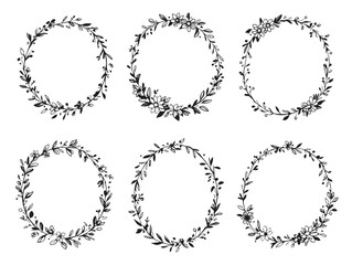 Whimsical Floral Frame Line Art for Elegant Design Projects