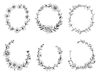 Beautiful Whimsical Floral Frame Line Art for Creative Use