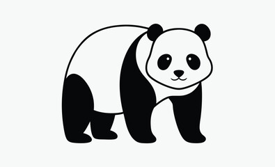 Panda silhouette,  bamboo vector illustration on white background