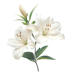 Sympathy Card with White Lily Flower Isolated on Transparent Background